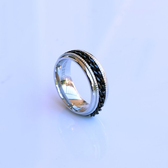 Fidget Ring, Spinner Ring, Anxiety Ring, Meditation Ring, Chain Spinner Ring Men - Picture 4 of 8